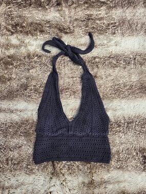 Hollister Crochet Halter XS Boho Chic Festival Tank Coastal Cowgirl Summer Beach